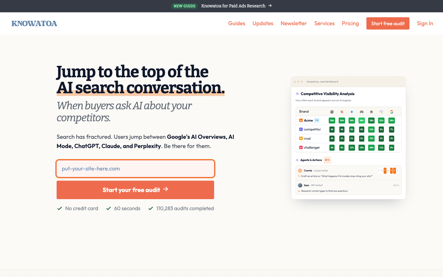 Knowatoa dashboard screenshot